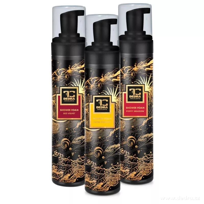 3× Sprchová pěna na mytí těla | SAMETOVÁ HRUŠKA & POPPY MEADOW & RED VELVET | jemná & šetrná péče | 750 ml