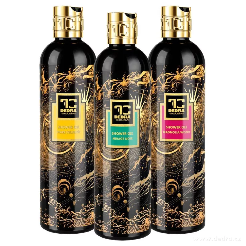 VOŇAVÁ KOUPEL | exkluzivní sprchové gely pro smyslový rituál | SAMETOVÁ HRUŠKA, MIRAGE NOIR & MAGNOILA WOOD | 2+1