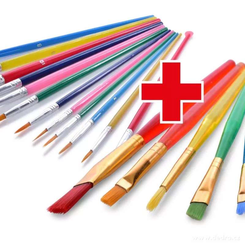 1+1 ZDARMA | ART | 12 ks sada KULATÝCH štětců & 6 ks sada PLOCHÝCH a KULATÝCH štětců na malování | různé velikosti