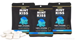 3×20 ks xylitolových žvýkaček s přírodní mátou bez cukru | MINT KISS peppermint | 90 g