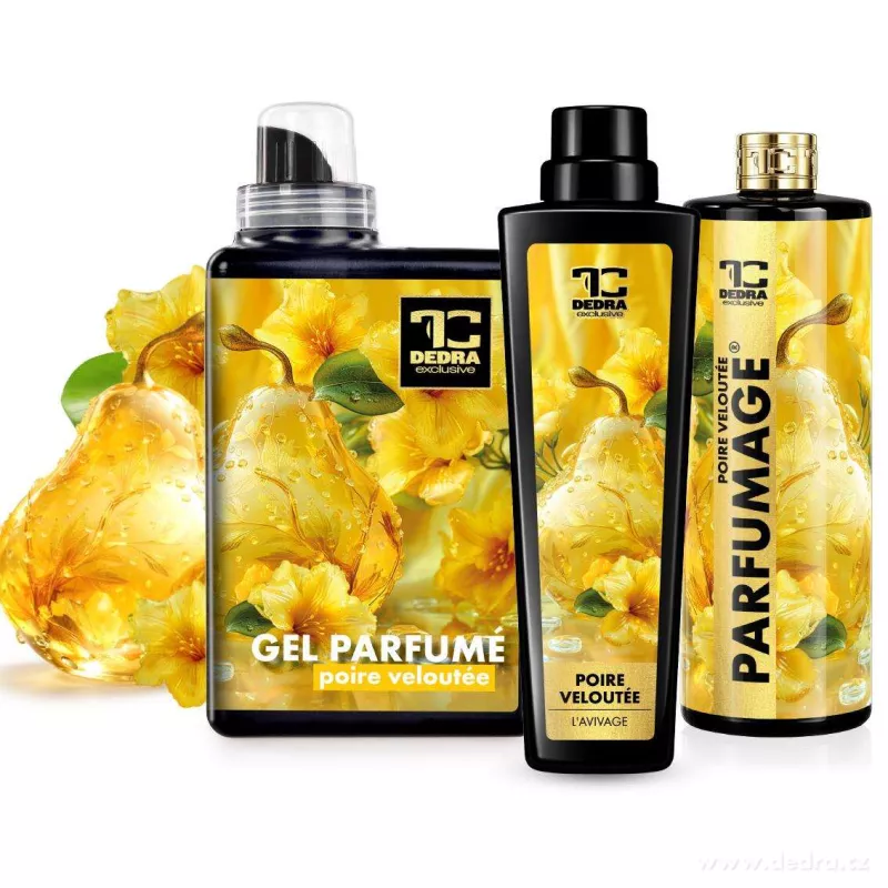 KOMPLETNÍ RITUÁL | sametová hruška | pro plnější parfémový efekt | gel parfumé & aviváž & parfumage | 1050 ml + 750 ml + 500 ml