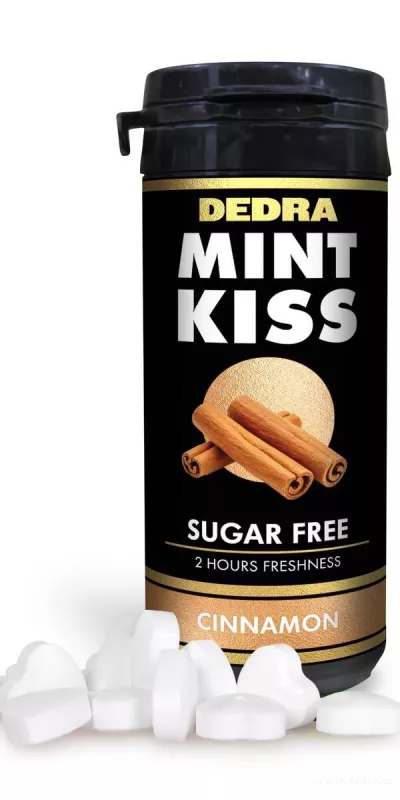 MINT KISS | skořicovo-mátové osvěžující pastilky bez cukru | cinnamon | 28 g