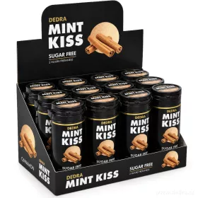 Sada 12 ks MINT KISS | skořicovo-mátové osvěžující pastilky bez cukru | cinnamon | 28 g × 12