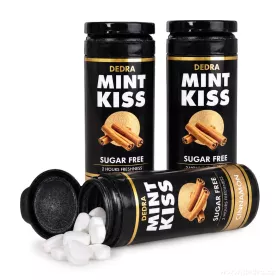 Sada 2+1 | MINT KISS | skořicovo-mátové osvěžující pastilky bez cukru | cinnamon  | 28 g × 3