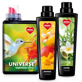 Sada KOMPLEXNÍ PRANÍ | Univerzální prací gel na bílé & barevné prádlo UNIVERSE SUPREME ULTRA + L'AVIVAGE avivážní kondicionér MANGO & ZAZEN | 28 praní