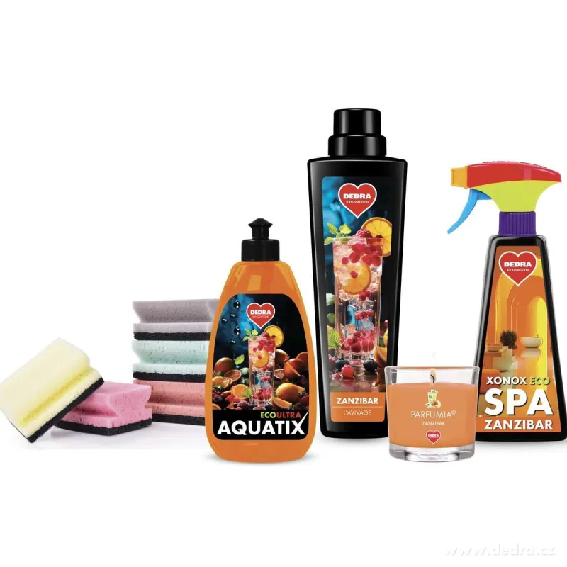 ZANZIBAR | Dárková sada | Aviváž + AQUATIX + XONOX SPA + votivní svíčka + 5 × XXL houbička