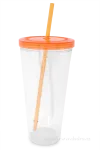 Kelimero s brčkem a šroubovacím víčkem 710 ml, oranžové