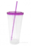 Kelimero s brčkem a šroubovacím víčkem 710 ml, fuchsiové
