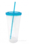 Kelimero s brčkem a šroubovacím víčkem 710 ml,nebesky modré