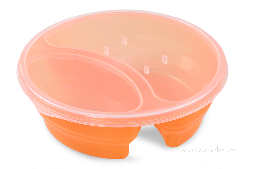 Duobox 700ml+300ml dóza na potraviny oranžový kulatý