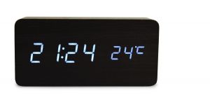 WOODOO CLOCK digitální LED dřevěné hodiny černé